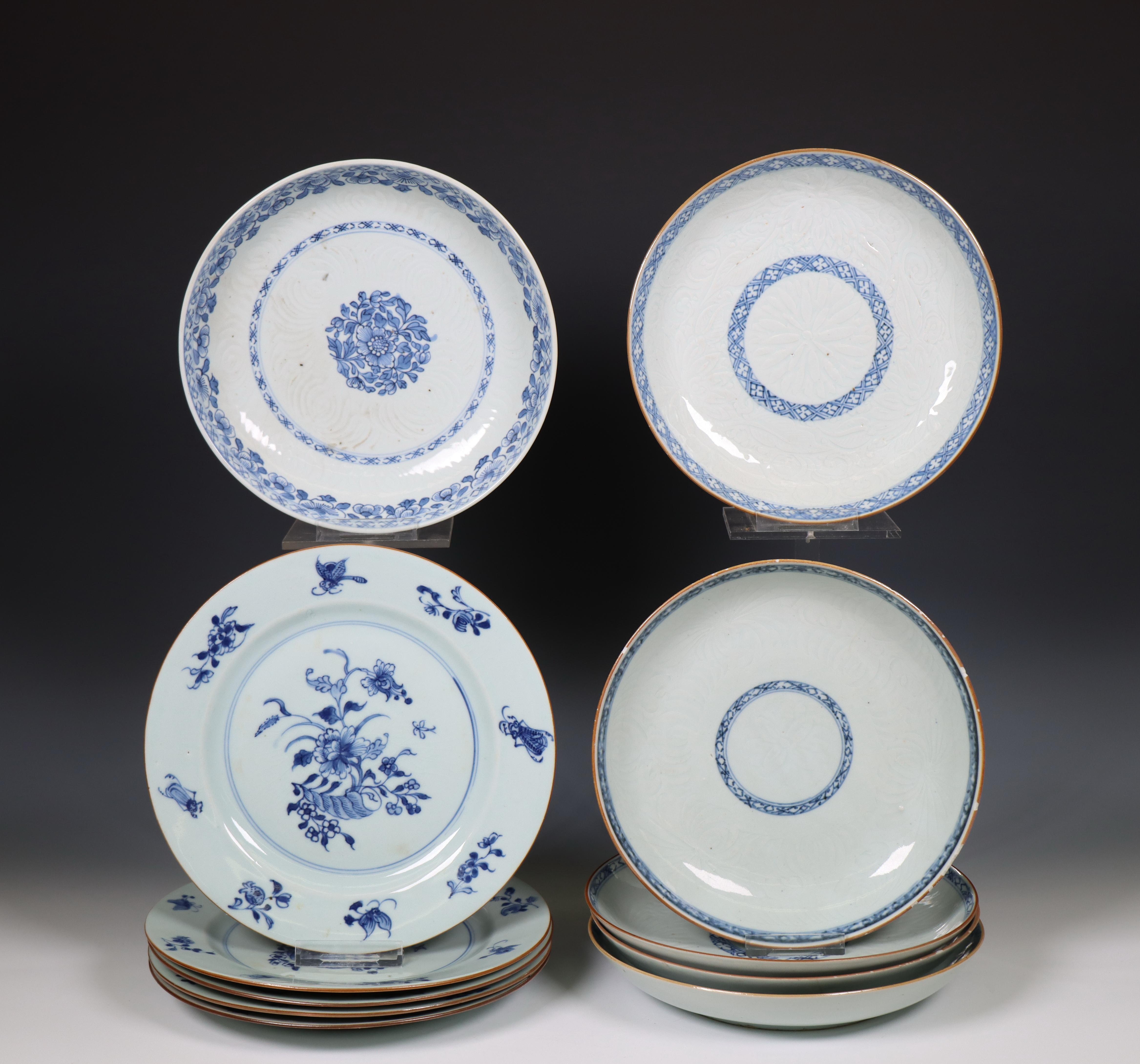 China, a collection of blue and white porcelain plates, Qianlong period (1736-1795),