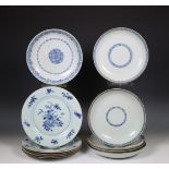 China, a collection of blue and white porcelain plates, Qianlong period (1736-1795),