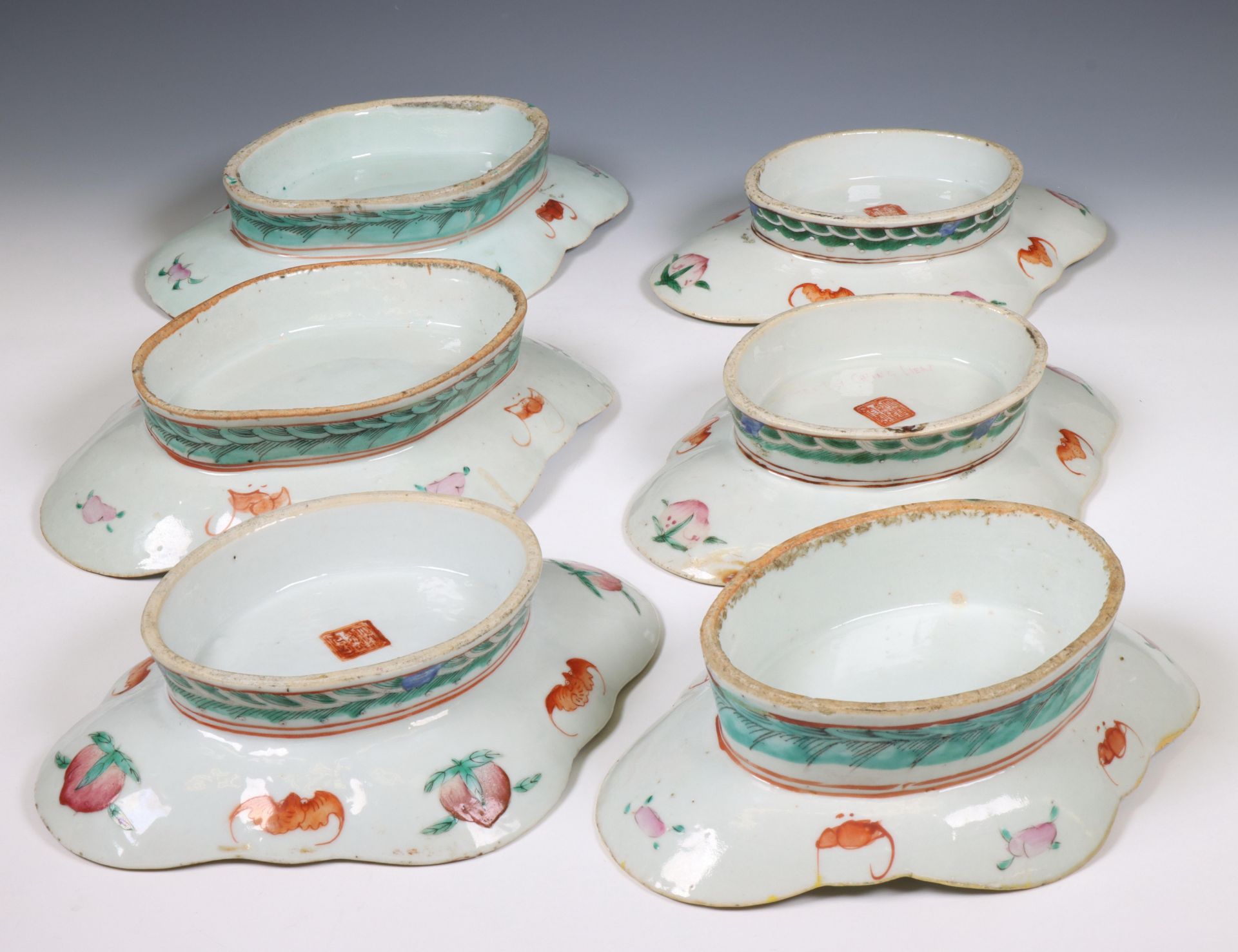 China, six famille rose porcelain tazza's, 20th century, - Image 2 of 2