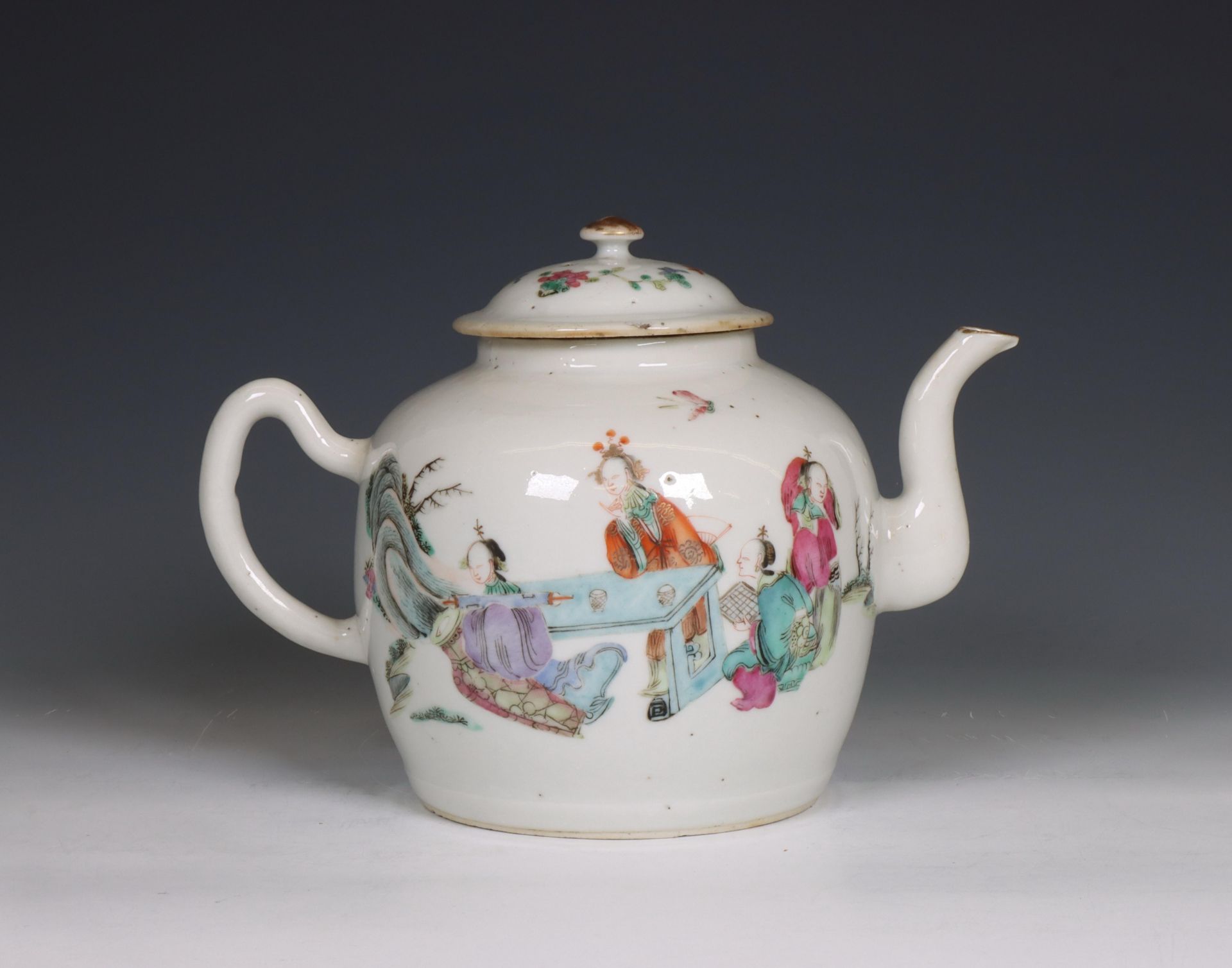 China, a large famille rose porcelain teapot and cover, 19th century, - Image 2 of 6