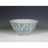 China, a blue and white shou-character bowl, ca. 1900,