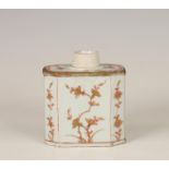 China, an iron-red and gilt porcelain tea-caddy, 18th century,