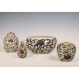 China, a small collection of crackle-glazed 'lotus' vases and bowls, 19th century,