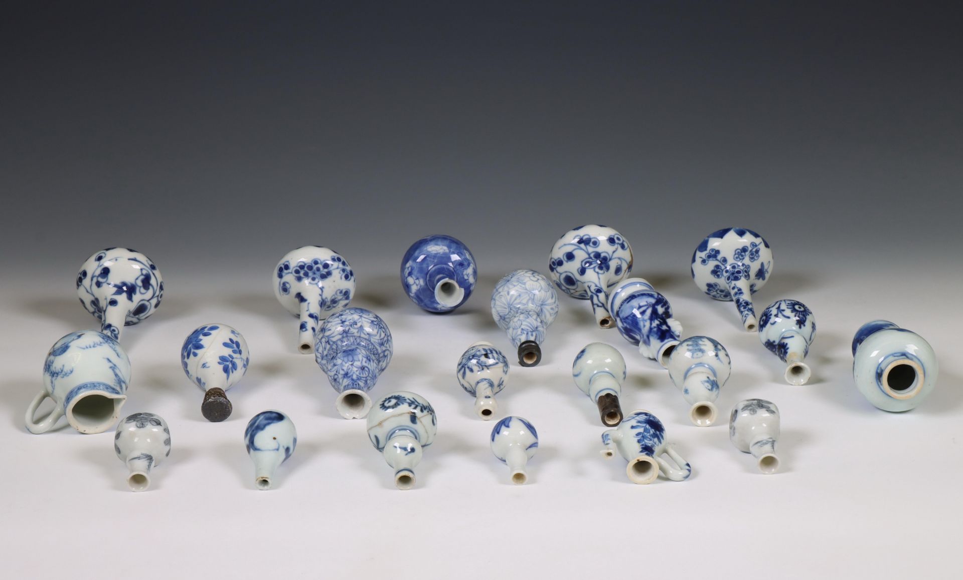 China, a collection of blue and white miniature vases and jugs, 18th century and later, - Image 4 of 4