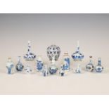 China, a collection of blue and white miniature vases, 18th-20th century,