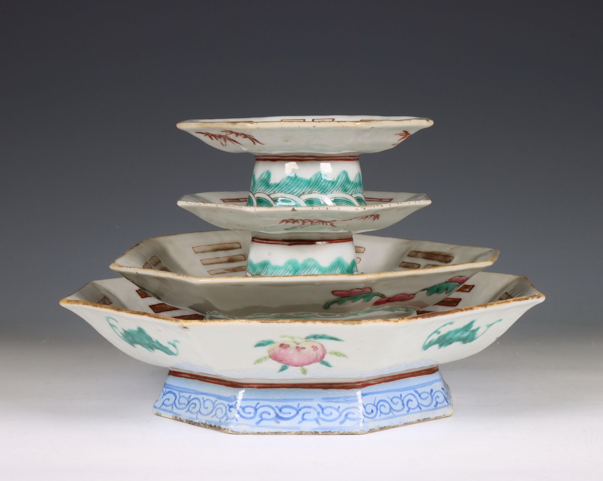 China, four porcelain 'taji' tazza's, 20th century, - Image 2 of 4