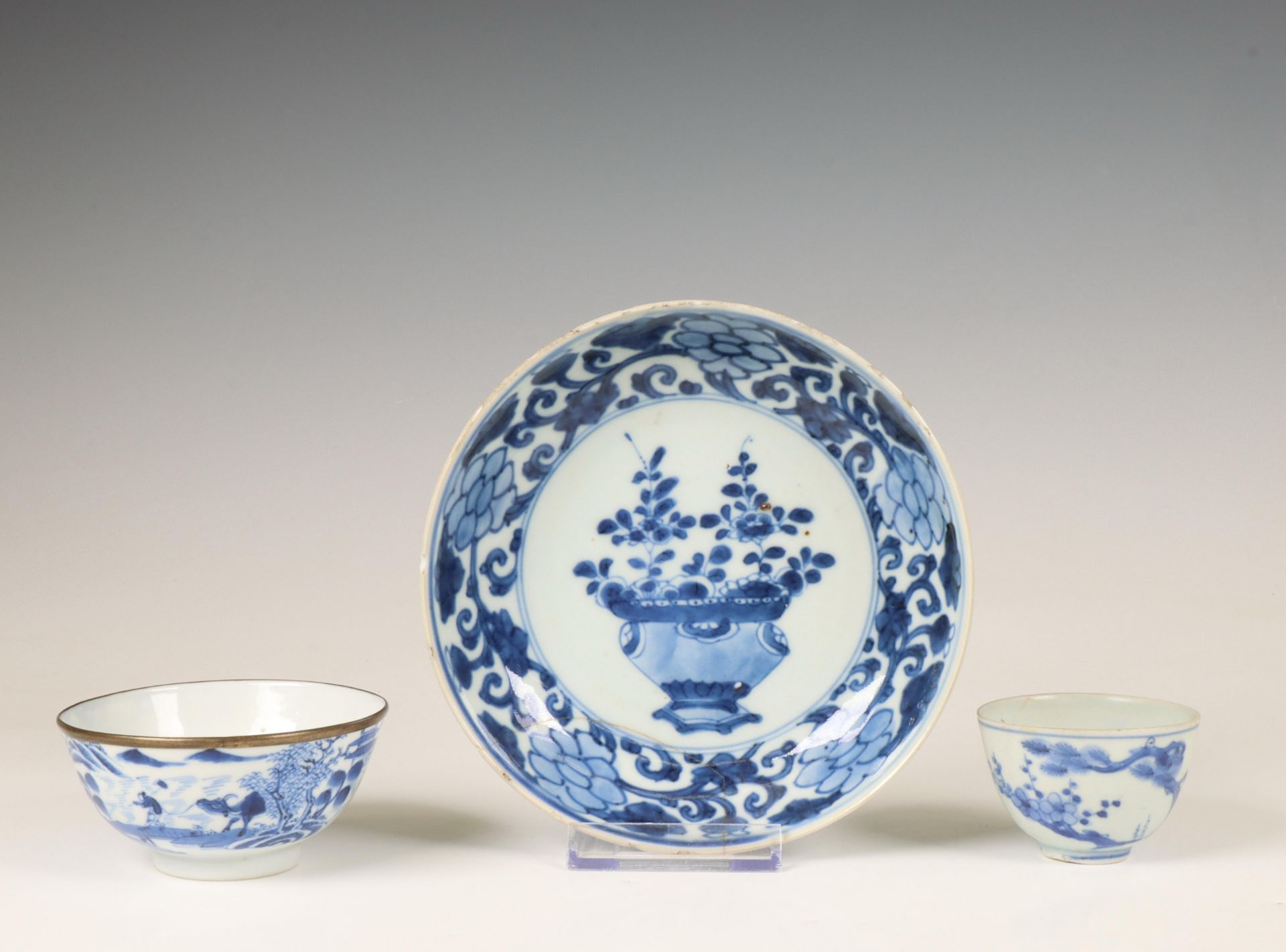 China, small collection of blue and white porcelain, 17th-18th century,