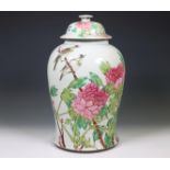 China, a famille rose porcelain baluster jar and cover, 20th century,