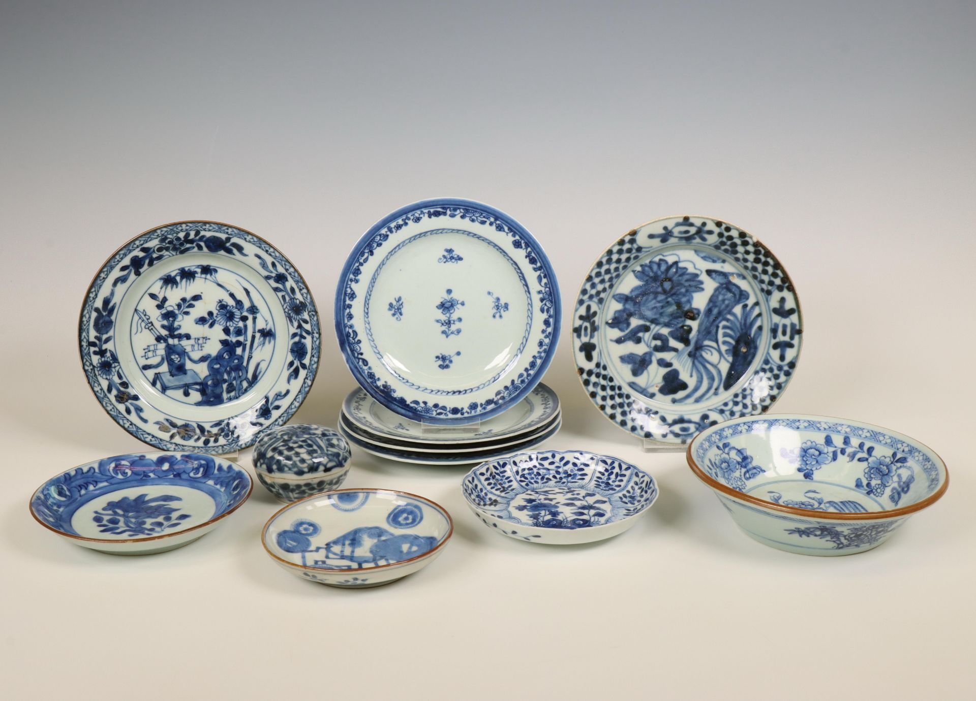 China, a collection of blue and white porcelain, 18th century,