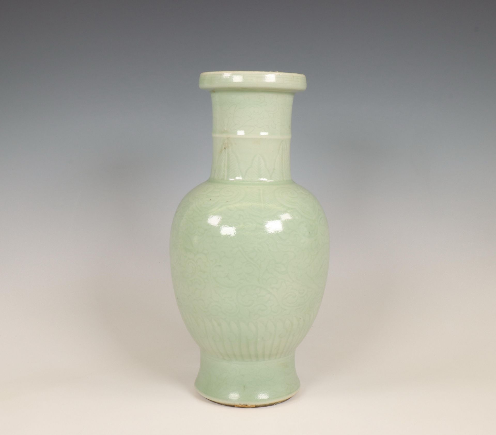 China, celadon-glazed baluster vase, 19th-20th century, - Image 6 of 6