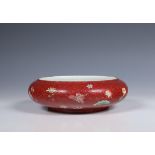 China, famille rose ruby-ground washer, Guangxu six-character mark, 20th century,