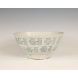 China, blue and white 'Shou character' bowl, ca. 1900,