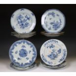 China, a collection of blue and white porcelain plates, Qianlong period (1736-1795),
