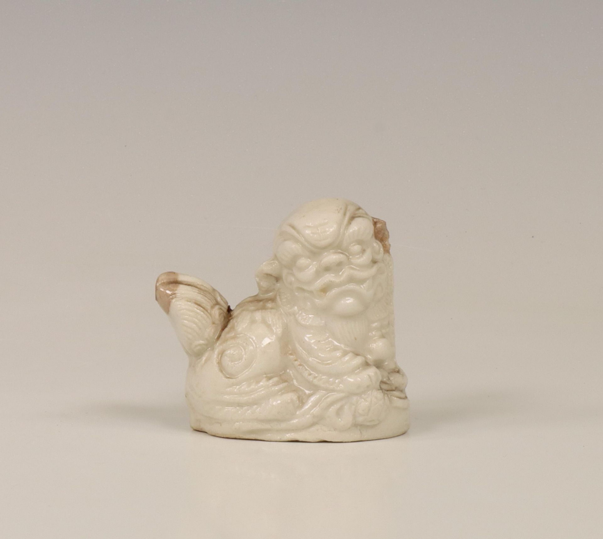 China, Dehua porcelain 'Buddhist lion' water dropper, late Qing dynasty (1644-1912),