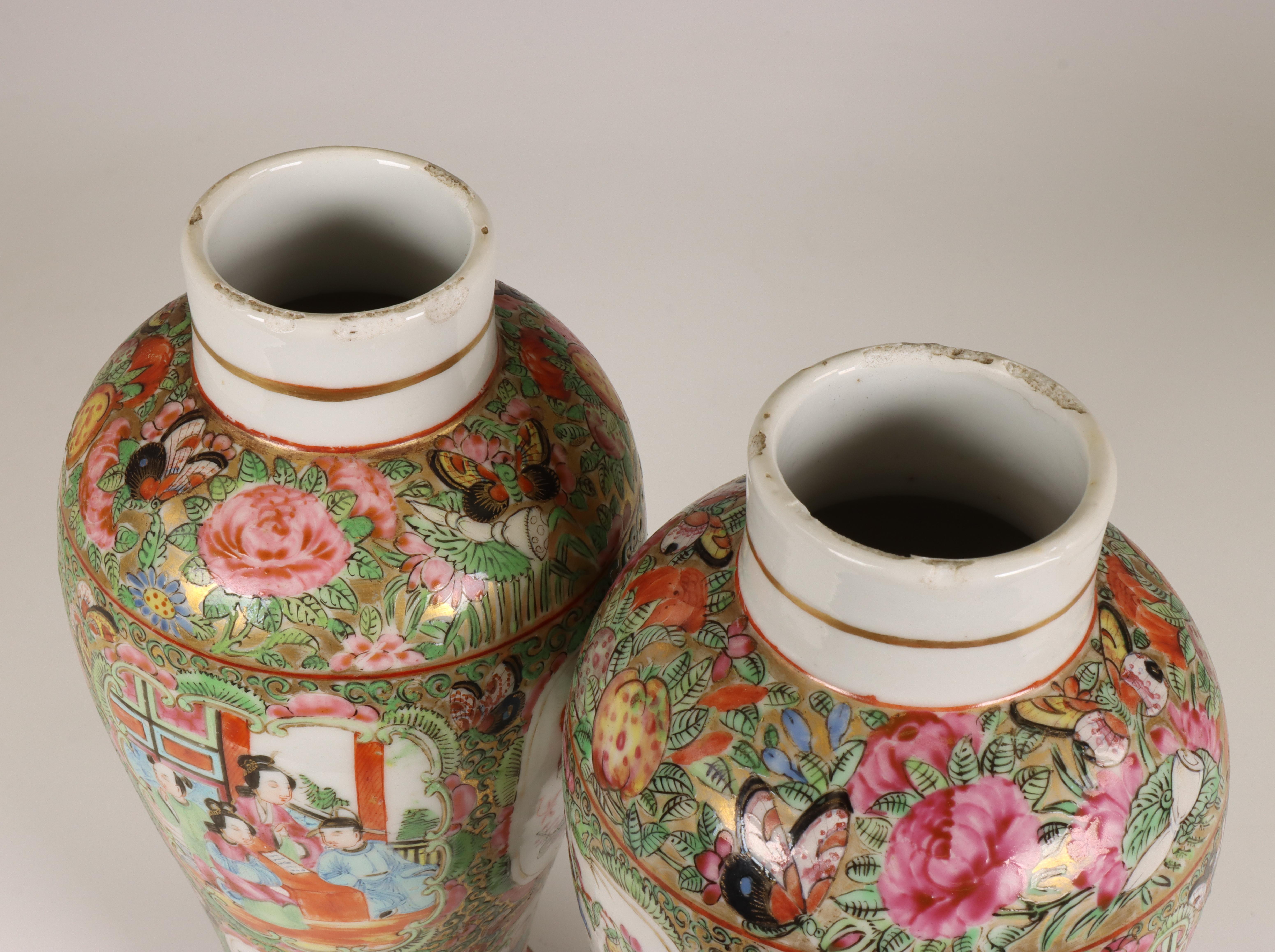 China, a four-piece Canton famille rose porcelain garniture, 19th century, - Image 2 of 10