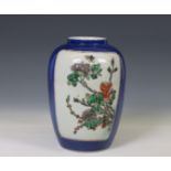 China, a powder-blue-ground famille verte porcelain jar, 19th century,