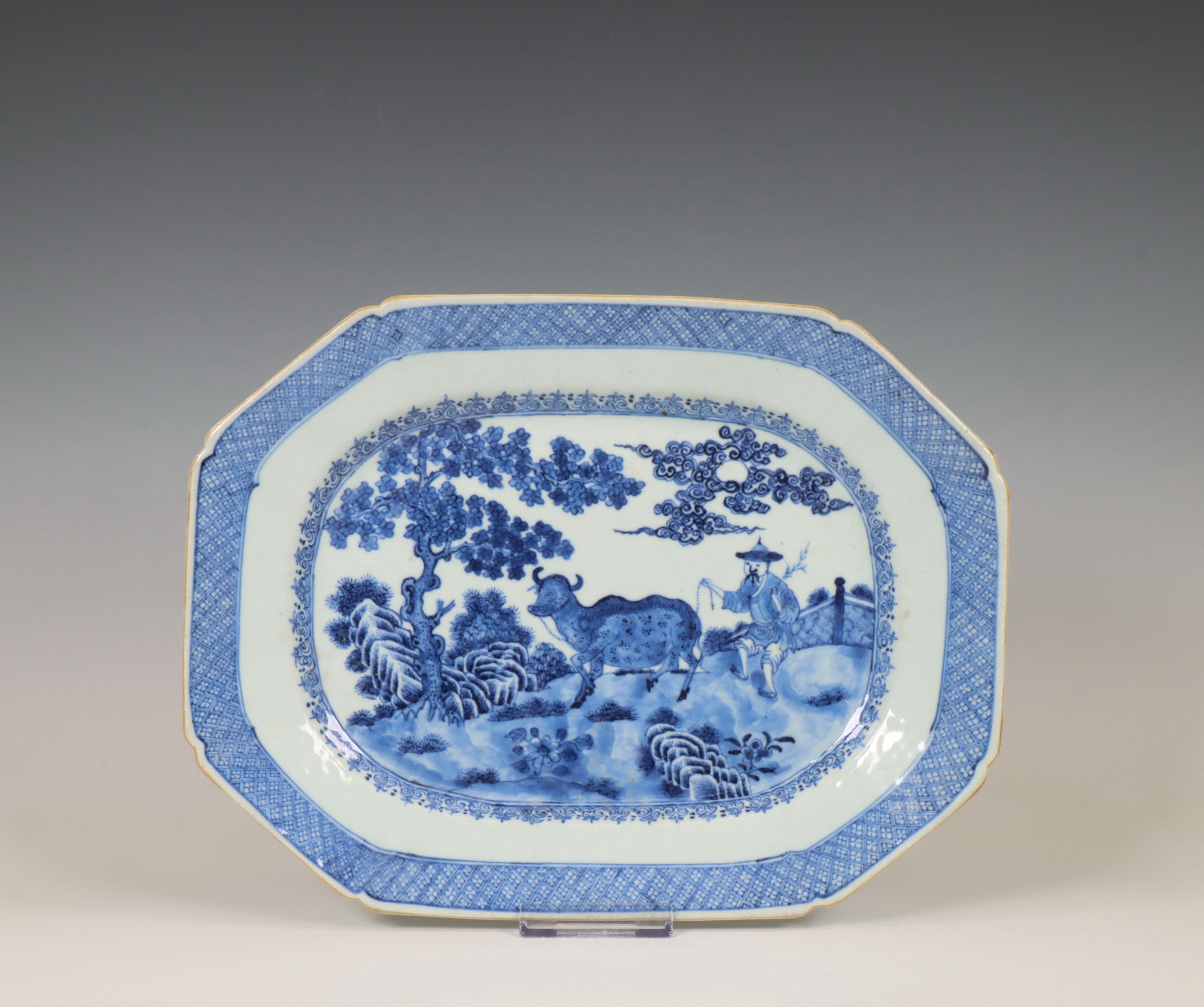 China, a blue and white porcelain serving tray, Qianlong period (1736-1795),