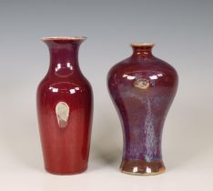 China, two flambé-glazed vases, 19th/ 20th century,