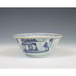 China, a blue and white porcelain 'Hatcher Cargo' 'Red Cliff' bowl, circa 1640,