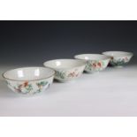 China, four famille rose porcelain bowls, 20th century,