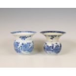 China, two blue and white porcelain spittoons, Qianlong period (1736-1795),