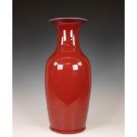 China, a large copper-red-glazed baluster vase, 19th century,