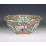 China, a Canton famille rose porcelain punch bowl, 19th century,