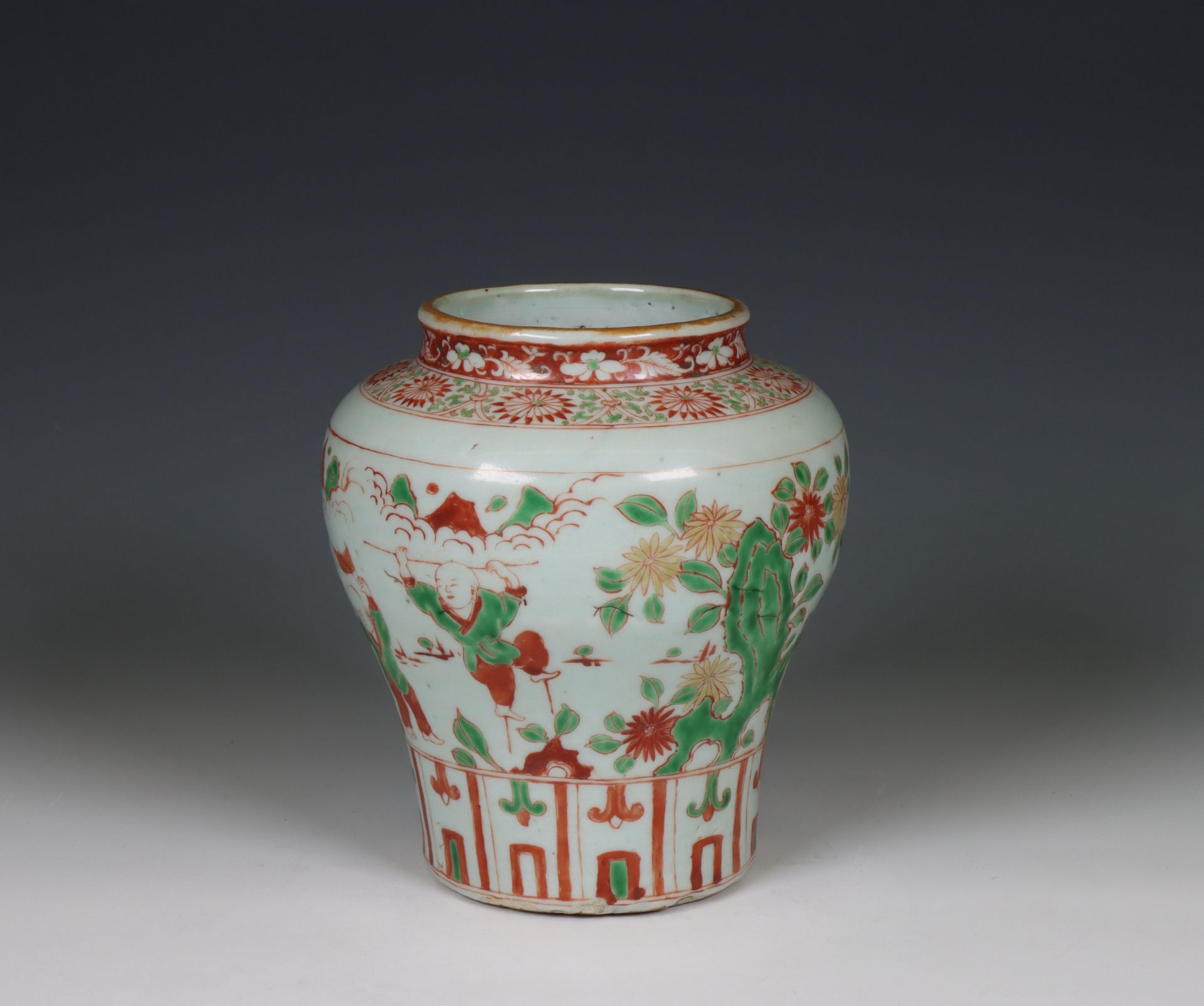 China, a Ming-style red and green glazed baluster vase, - Image 2 of 6
