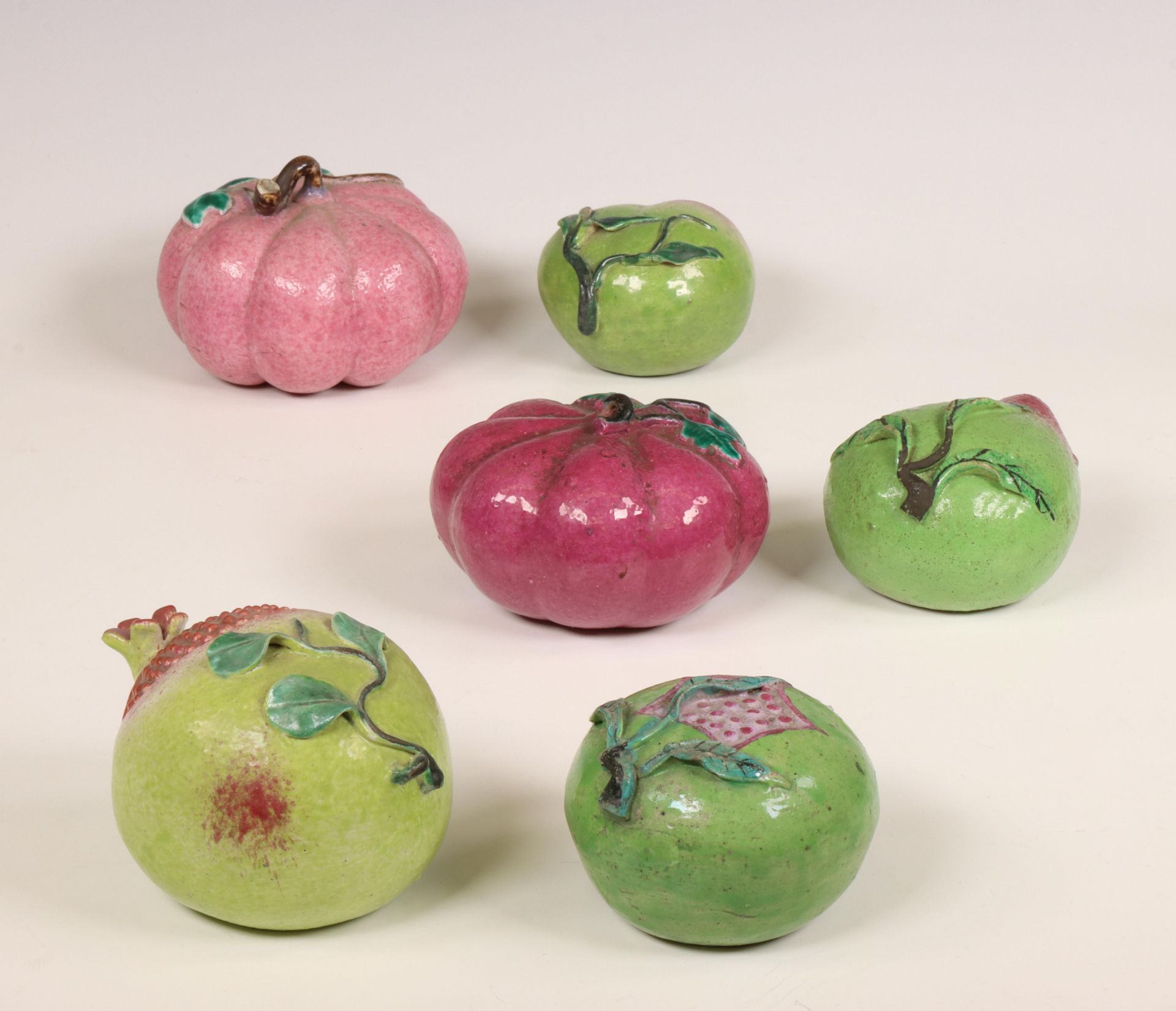 China, a collection of six famille rose porcelain models of various fruits, 19th century, - Image 2 of 2