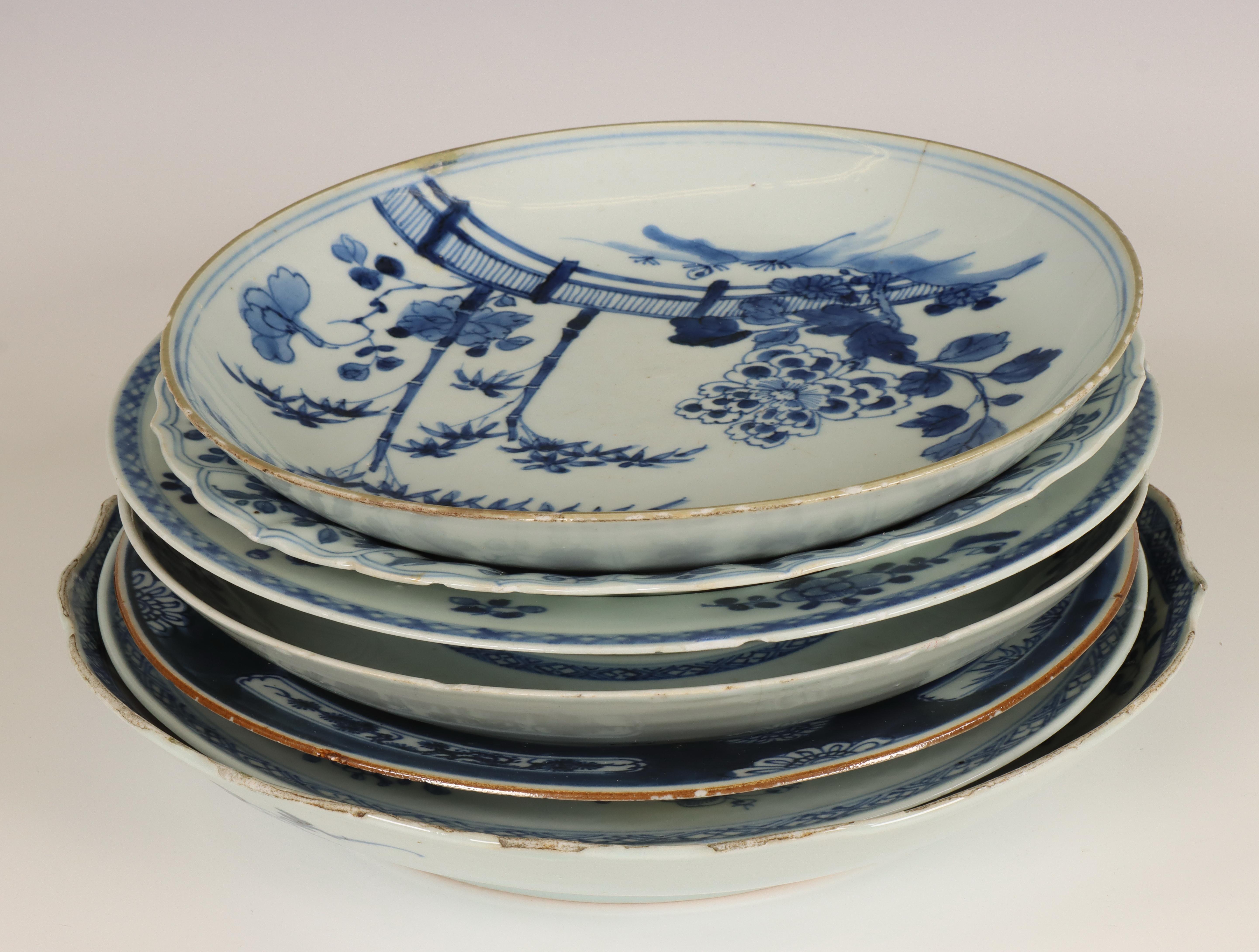 China, seven various blue and white porcelain plates, Qianlong period (1736-1795), - Image 2 of 2