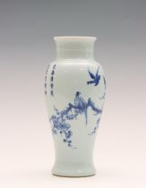 China, blue and white porcelain inscribed vase, Kangxi period (1662-1722),