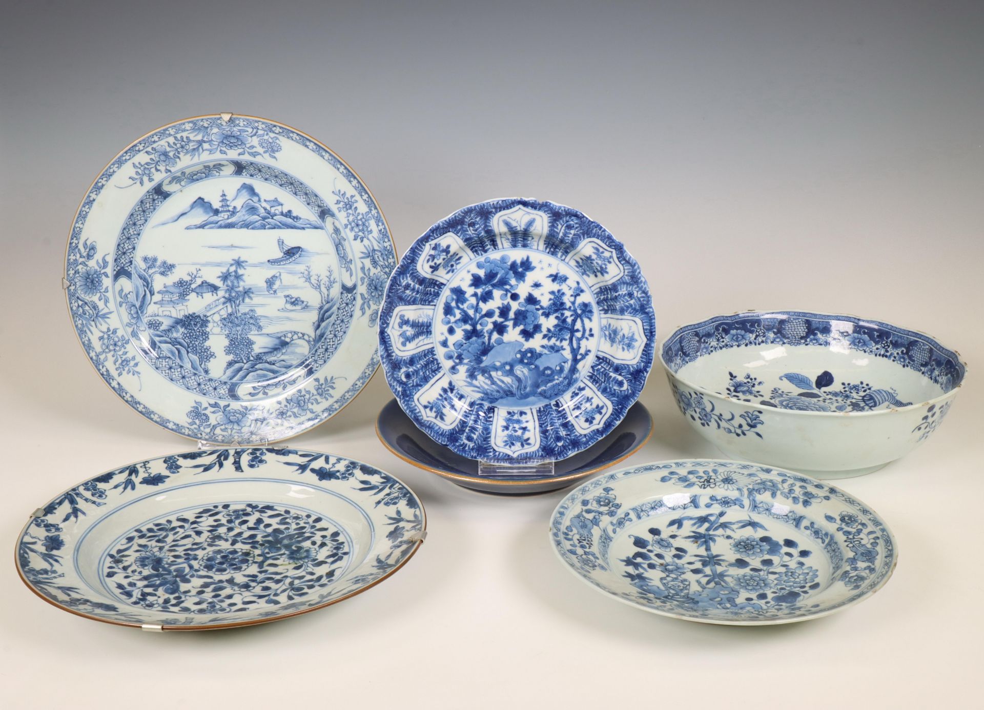 China, a collection of blue and white porcelain, mainly 18th century,