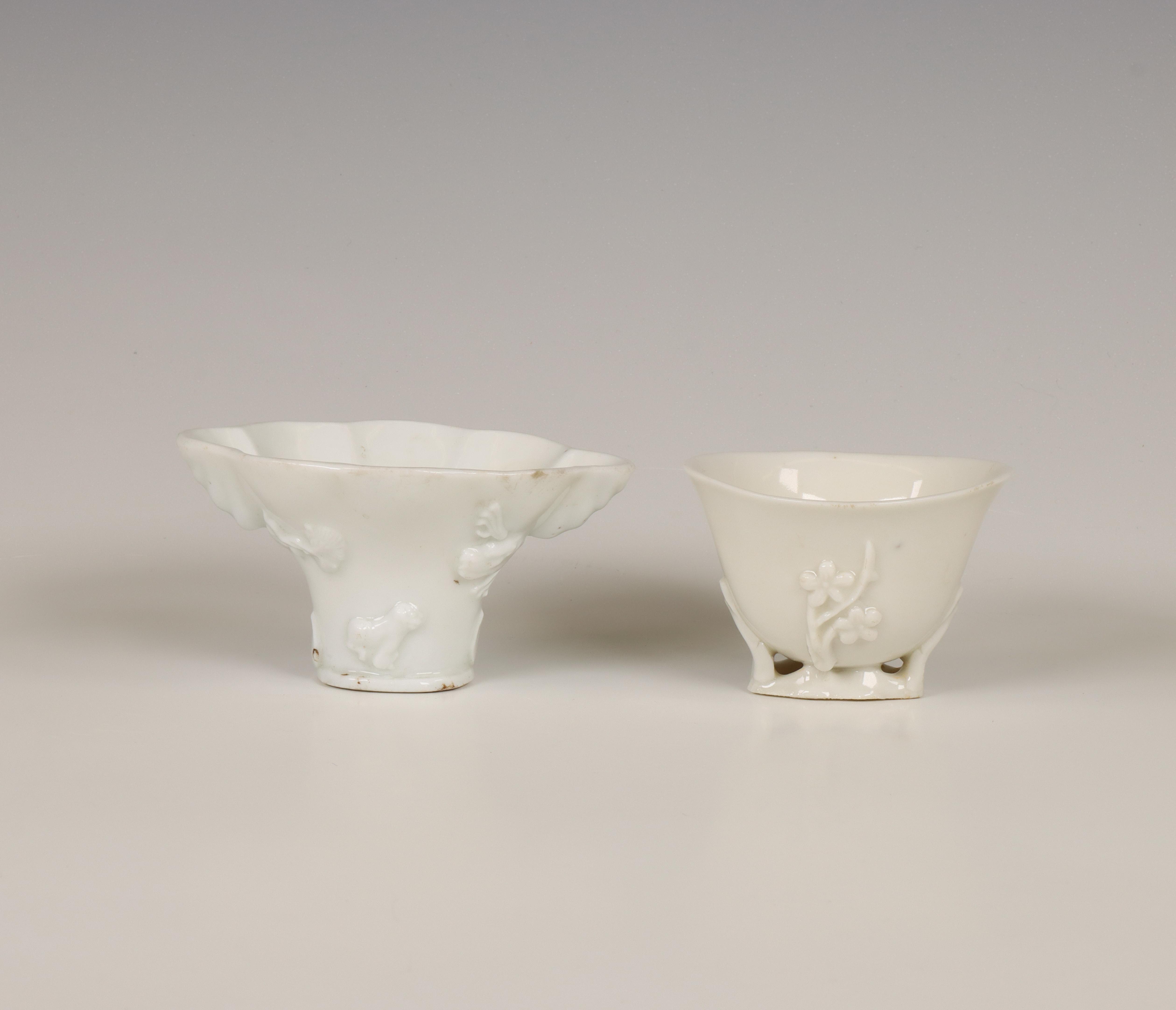 China, two Dehua porcelain cups, 17th/ 18th century,