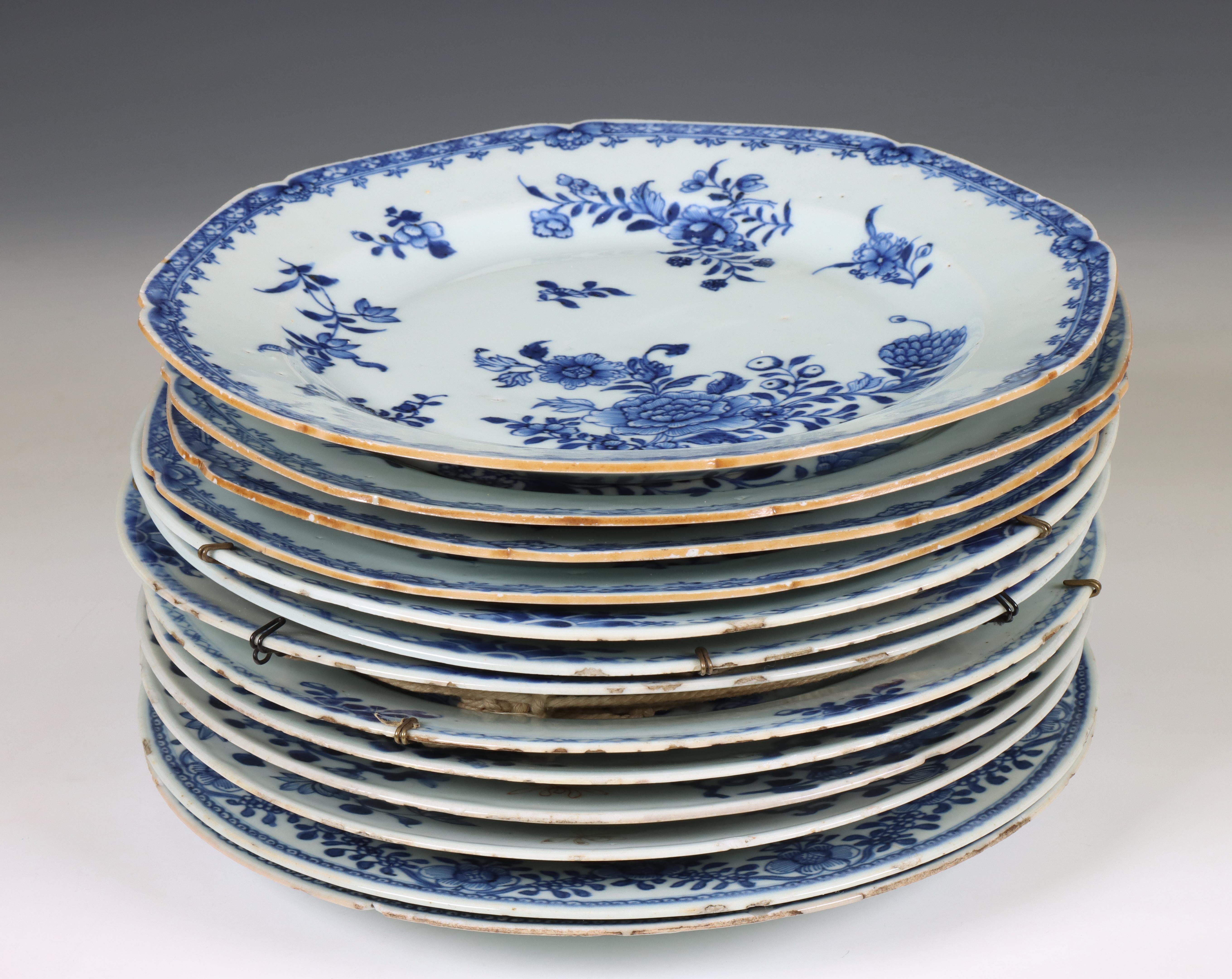 China, a collection of blue and white porcelain plates, Qianlong period (1736-1795), - Image 2 of 3