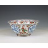 China, overdecorated blue and white porcelain bowl, circa 17th century and later,