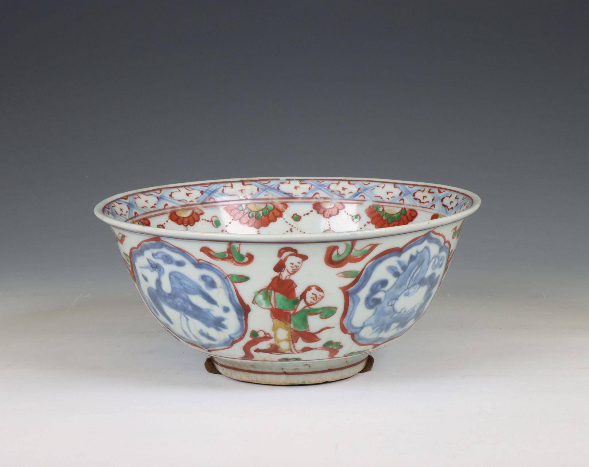 China, overdecorated blue and white porcelain bowl, circa 17th century and later,