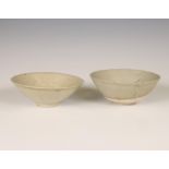 China, two celadon-glazed bowls, Song dynasty (960-1279) or later,