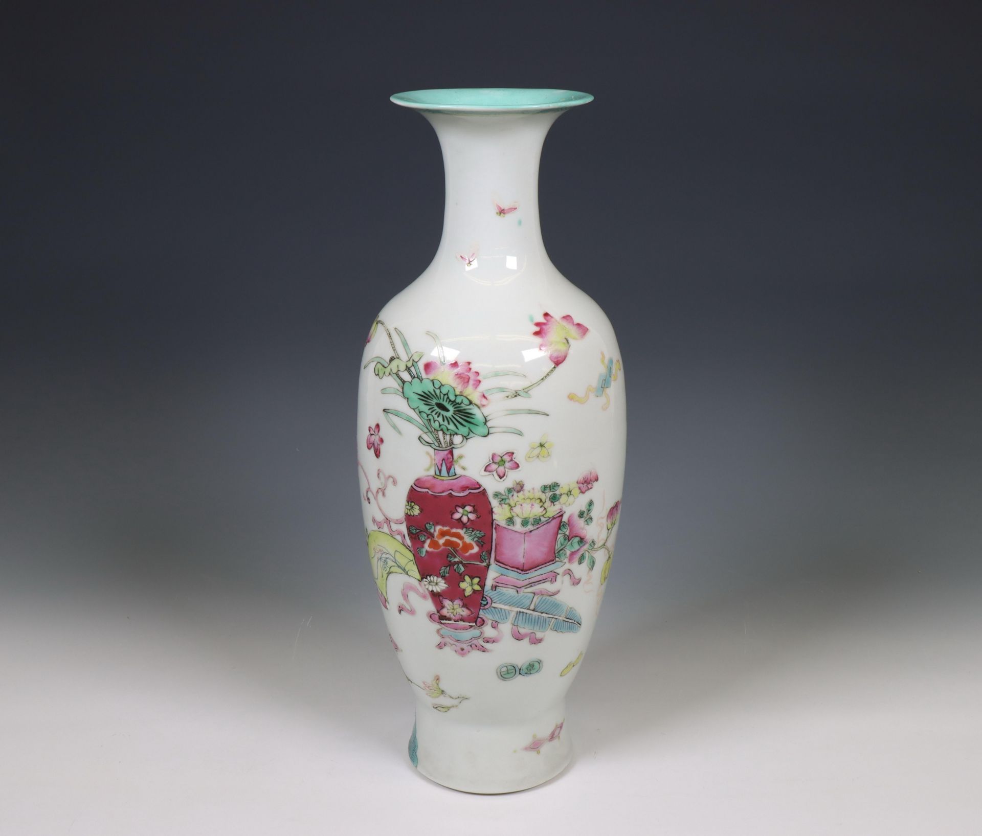 China, a famille rose porcelain baluster vase, 20th century,