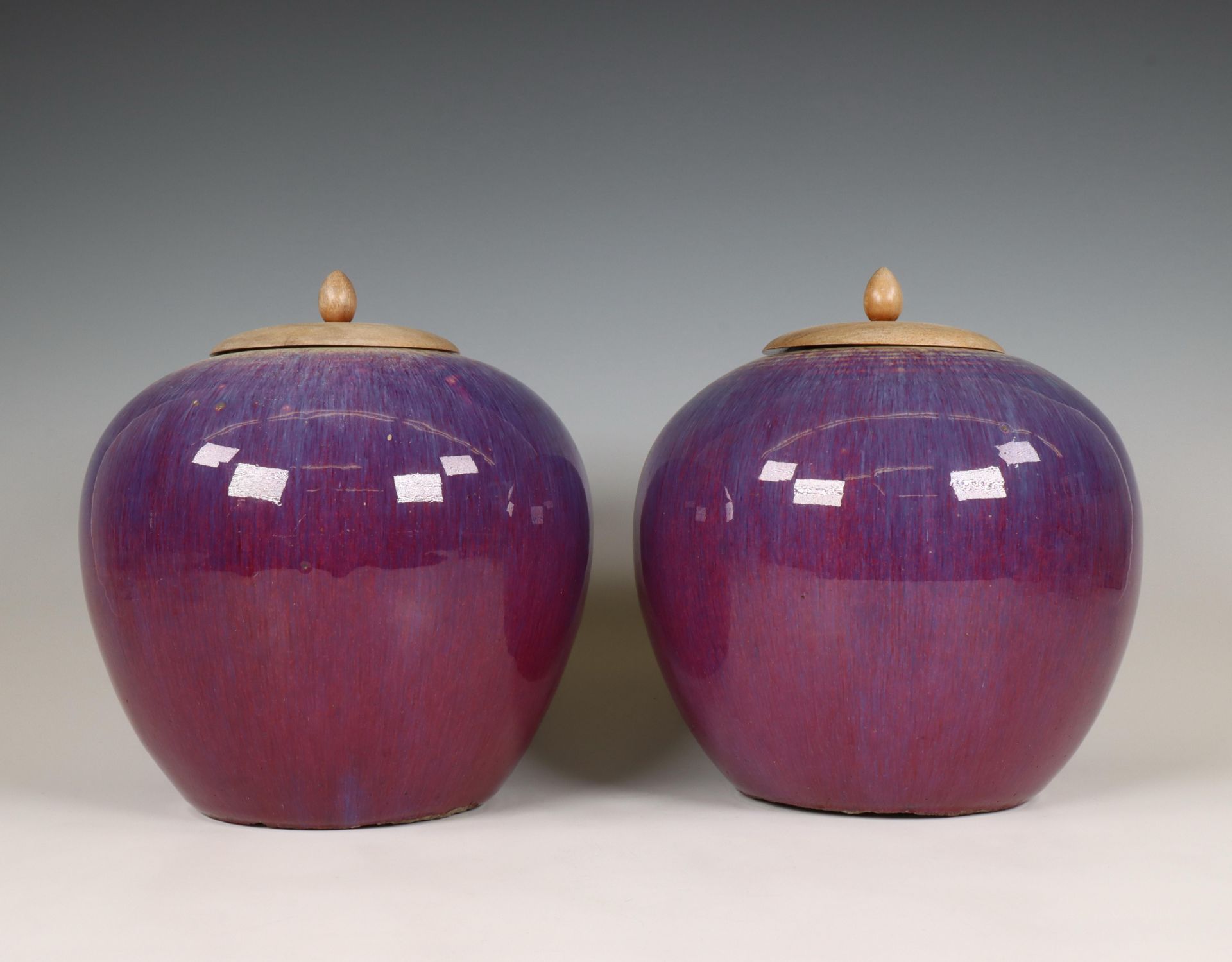 China, a pair of flambé glazed jars, 19th/ 20th century, - Image 2 of 5