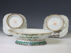 China, three famille rose porcelain tazza's, 20th century,