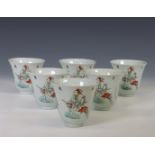 China, a set of six famille rose porcelain 'Wu Shuang Pu' cups, 20th century,