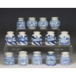 China, a collection of small blue and white jarlets, 19th-20th century,