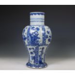 China, a blue and white porcelain baluster vase, 18th century,