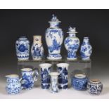 China, a collection of blue and white vases and jars, 18th century and later,