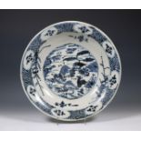 China, blue and white porcelain dish, 17th century,