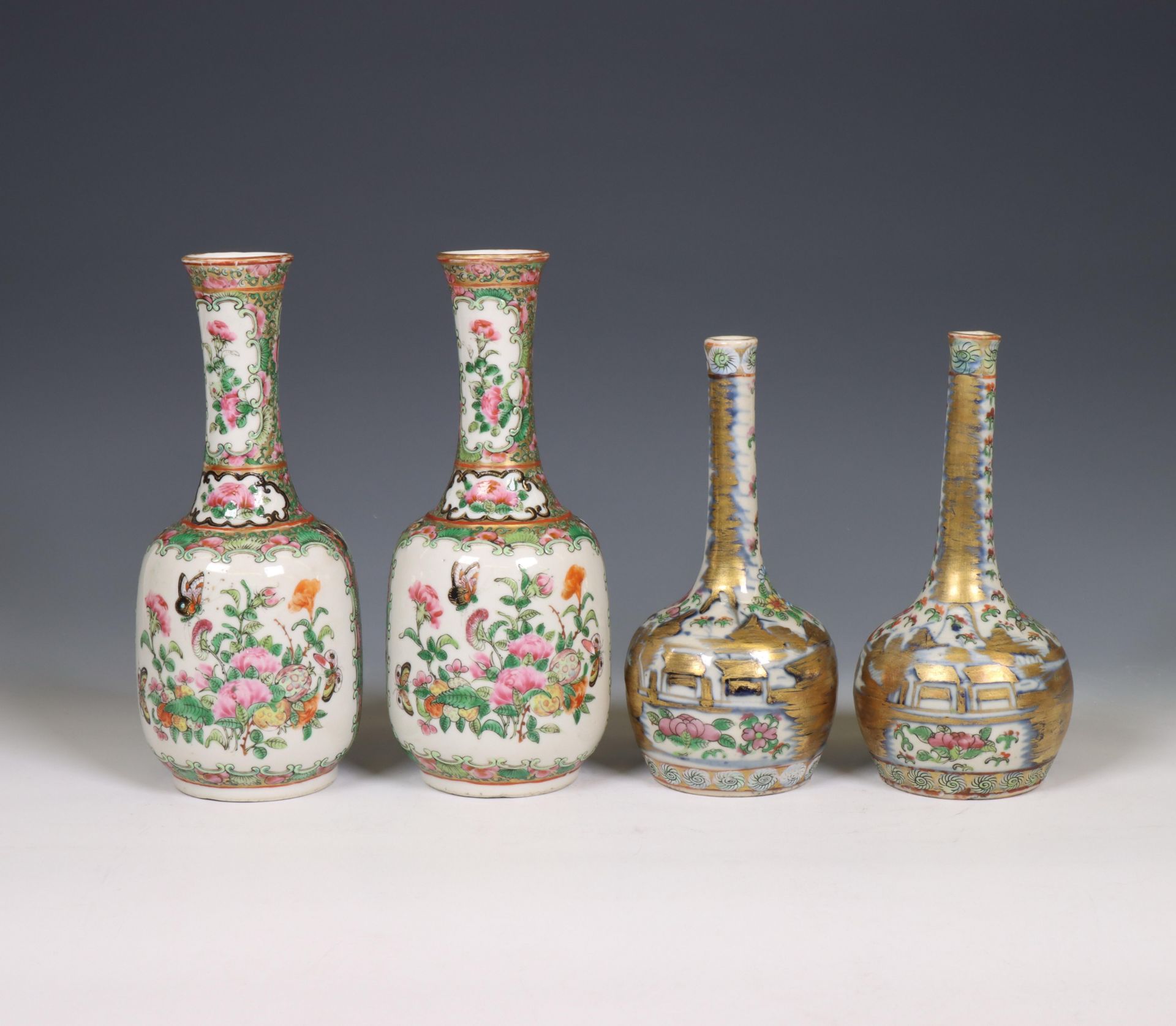 China, two pairs of Canton famille rose porcelain vases, ca. 1900, - Image 2 of 6