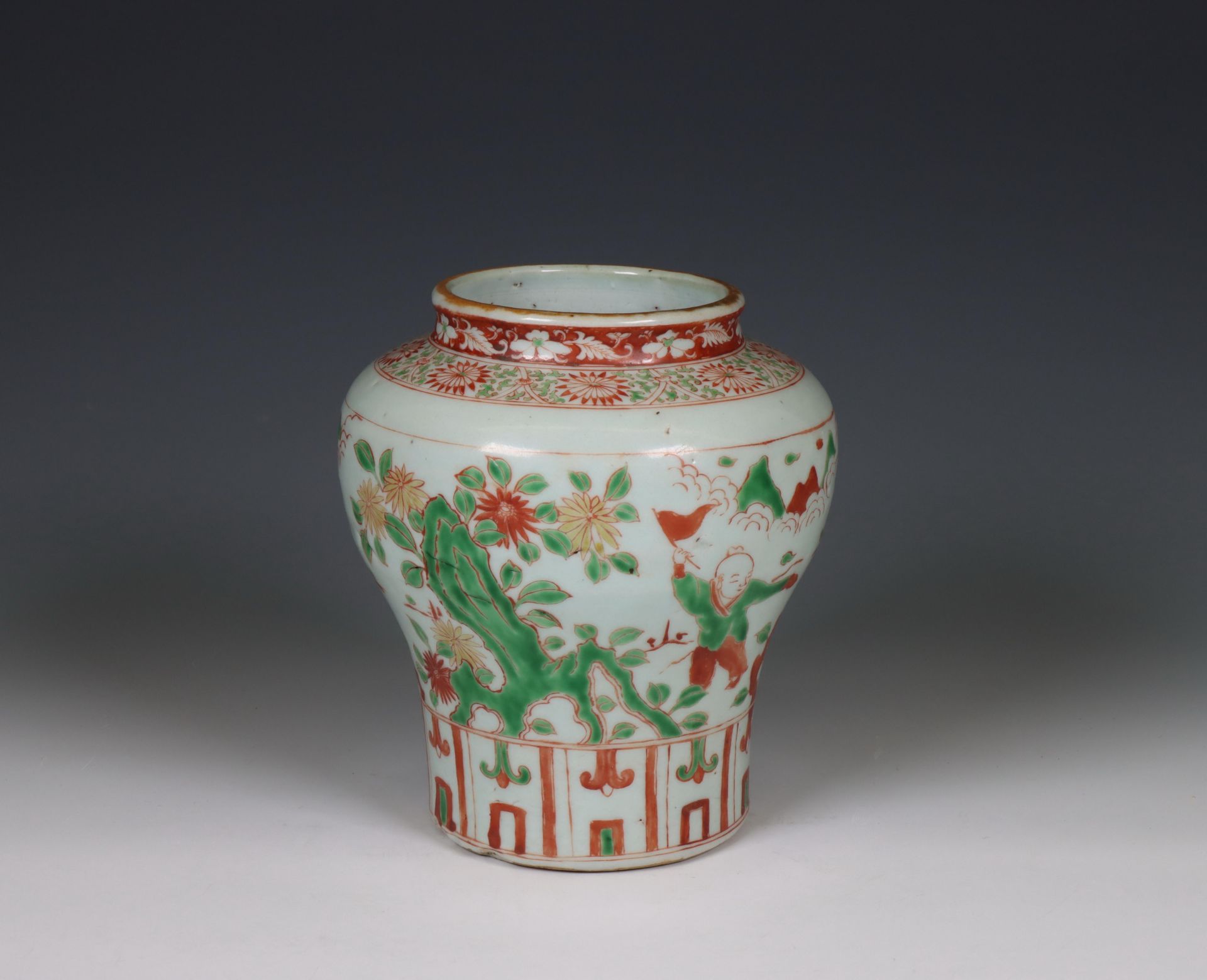 China, a Ming-style red and green glazed baluster vase, - Image 3 of 6