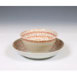 China, an Islamic market porcelain 'magic square' cup and saucer, Qianlong period (1736-1795),