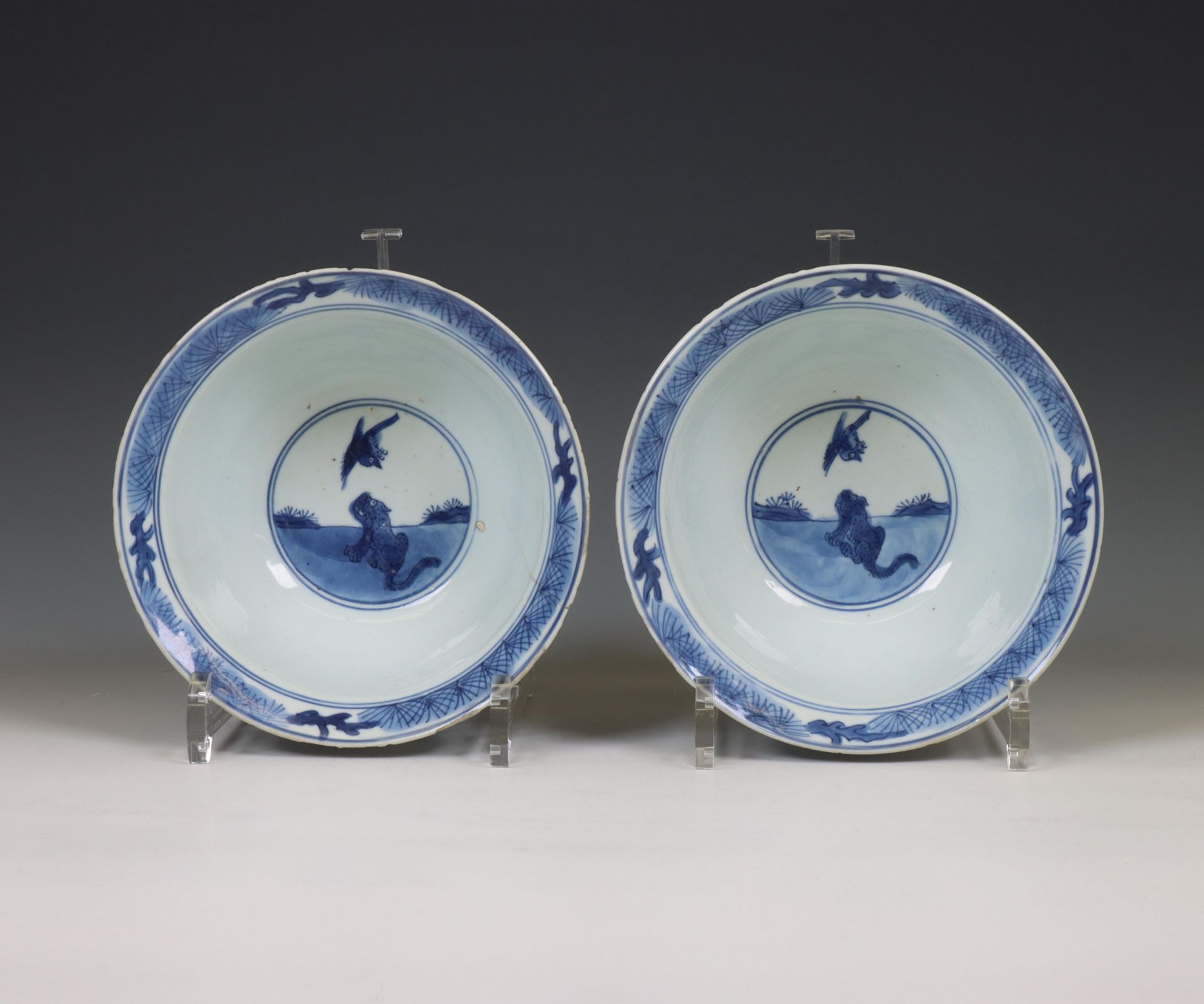 China, pair of blue and white porcelain bowls, Kangxi six-character marks and of the period (1662-17 - Image 3 of 6