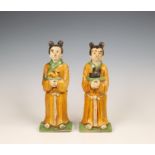 China, two Sancai-glazed pottery rooftile figures, Ming dynasty (1368-1644),